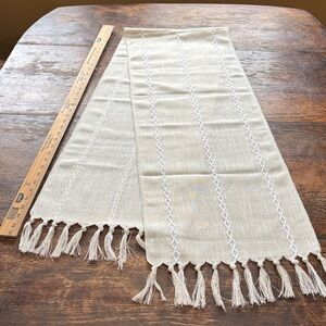 Elegant Cream Table Runner with Tassels